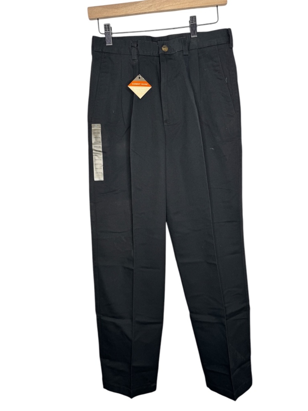 NWT Men's Clairborne Black Pleated Trouser pants 30" W x 30" L Garment Guard